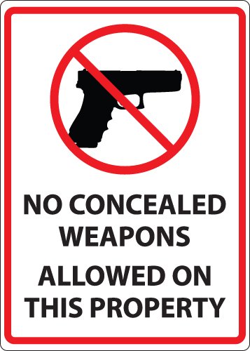 Image of Zing Green Products 1820 Recycled Plastic inchNo Concealed Weapons Allowed inch Sign, 10 inch Length, 7 inch Width