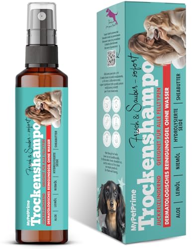 MyPetPrime Trockenshampoo Gel für Hunde | Kein Ausspülen | Dermatologisch | Hygienisch Anti-Juckreiz Anti-Geruch | Mit Niemöl | Geeignet für alle Rassen | Made in Italy | Ohne Parabene und Silikone