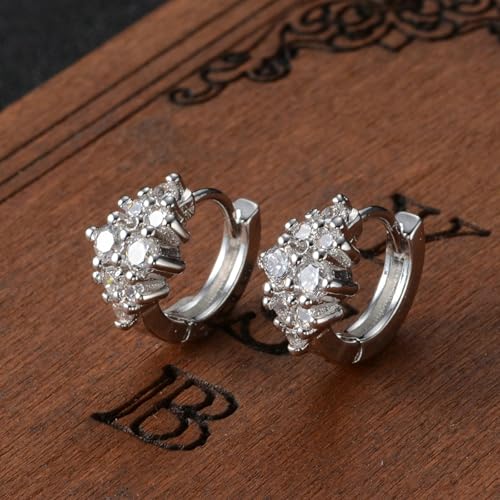 Boucles d'oreilles de cerceau moissanite blanches or blanc 9K - 2