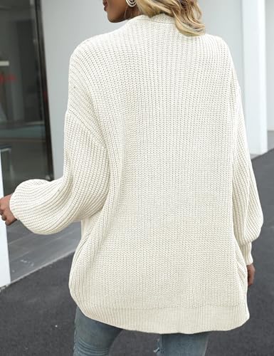 Jhsnjnr Women's Long Sleeve Oversized Knit Cardigan Beige - Image 4