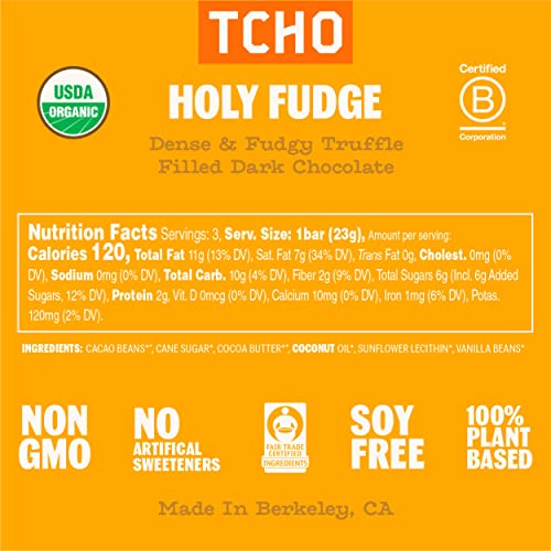 Tcho Holy Fudge 76% Dark Chocolate Bars (10 Pack) | Single Origin, Plant Based, Organic & Fair Trade, | Non Gmo, Non-Dairy, Vegan, Soy Free (2.5Oz Each) #TOP1