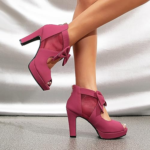 Image of GATUXUS Open Toe Women Platform High Heel Shoes Bows Strappy Sandals