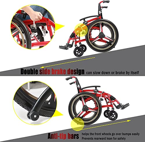 Silla de Ruedas Plegable para Adultos con Barandilla Elevable Silla de Ruedas Manual Ligera, Autopropuly Ergonómica