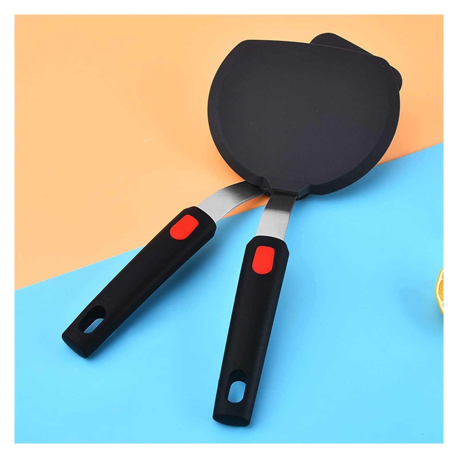 spatules Spatule de Cuisine en Silicone Noir Haute température Spatule(Long Shovel)