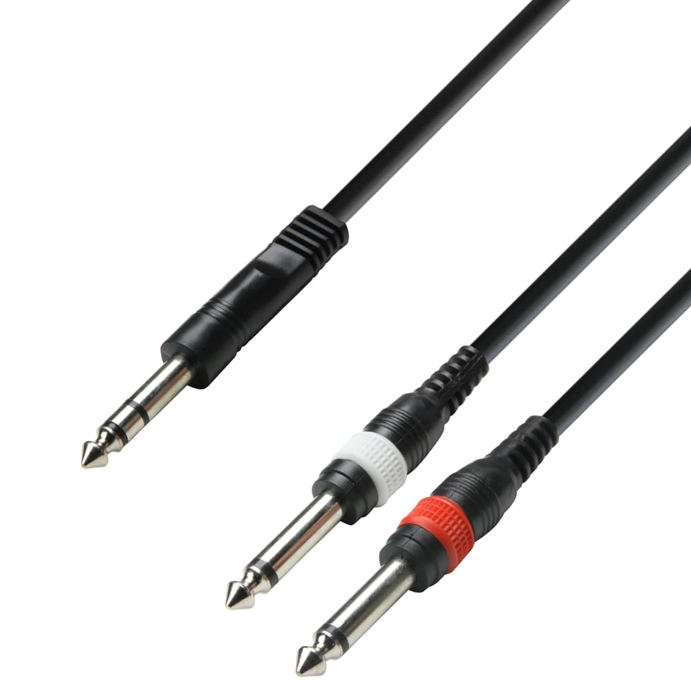 Adam Hall 3 Star Series 1m 6.3mm Jack Stereo to 2x 6.3 Jack Mono Audio Cable