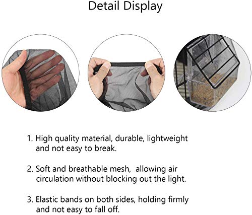 4 Colors Ventilated Nylon Bird Cage Cover Shell Seed Catcher Pet Products Large Size Bird Cage Seed Catcher Seeds Guard Parrot Nylon Mesh Net Cover Stretchy Shell Skirt Traps Cage Basket Soft Black #TOP6