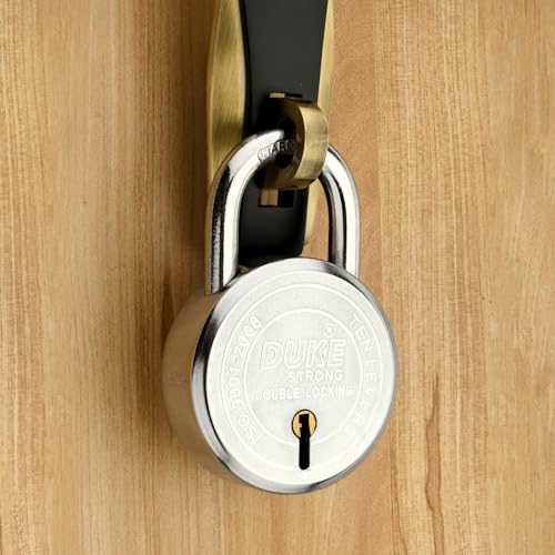 Image of Duke Padlock 65mm with 3 Keys, Steel Double Locking, Padlocks for Gate, Door, Shutter Silver Finish (Pack of 5)