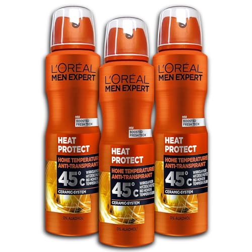 3 er Pack L'ORÉAL PARiS MEN EXPERT Antitranspirant Deospray Heat Protect 3 x 150 ml Deodorant