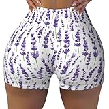 Damen-Trainingsshorts, nahtlos, Lavendelblüte, Violett, für Biker, Fitnessstudio, Yoga, Laufen,...