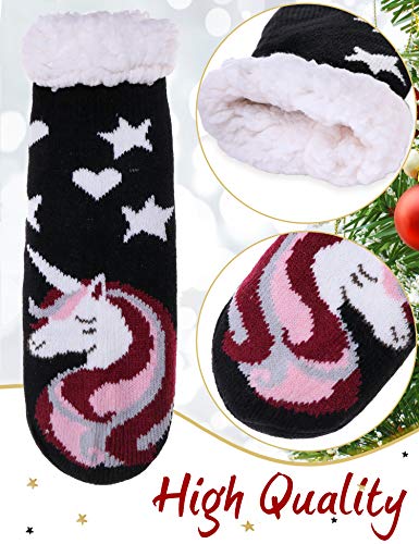 Image of MOGGEI Girls Slipper Fuzzy Socks Kids Boys Fluffy Fleece Lined Warm Plush Sherpa Winter Child Home Socks