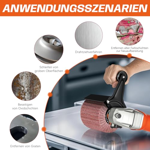 Schleifwalzen mit Schleifpapier für Satiniermaschine, Schleifwalze Bürste Körnung 180 Schleifhülsen für Holz, Metall, Steinoberflächen, Renoviert, Satinmuster - 120 x 100 mm
