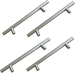 Puxador para Móveis e Gavetas, 20 cm, Aço Inoxidável, Acabamento Prata, Kit com 4 Peças, Estilo Minimalista