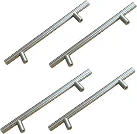 Puxador para Móveis e Gavetas, 20 cm, Aço Inoxidável, Acabamento Prata, Kit com 4 Peças, Estilo Minimalista