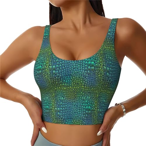 Alligator Skin Print Lightweight Trendy Women Sports Vest Yoga Workout Running Vests All Seasons Black