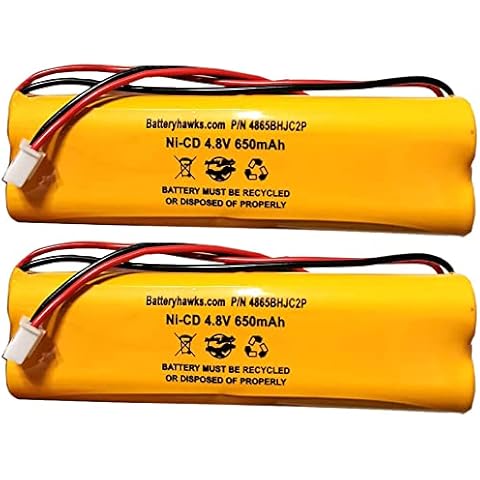 (2 Pack) D-AA650Bx4 DAA650Bx4 E1021R All Fit EJW-NI-CAD BYD 4.8v 650mah Ni-CD AA Battery Pack Exit Sign Emergency Light Fire Cover