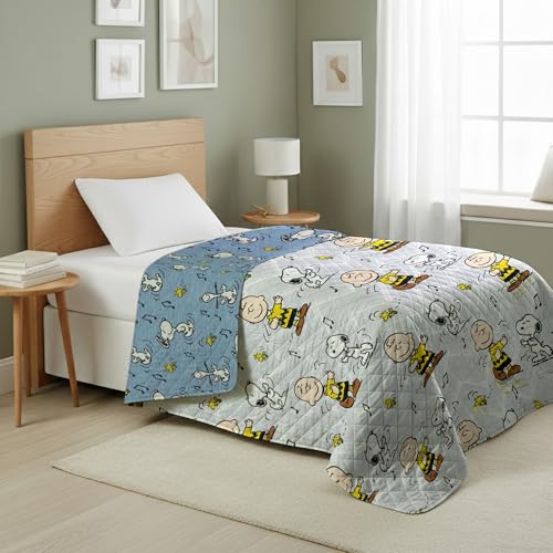 Image of Northwest Peanuts Friends Happy Dance Quilted Throw Blanket 60x80 inches