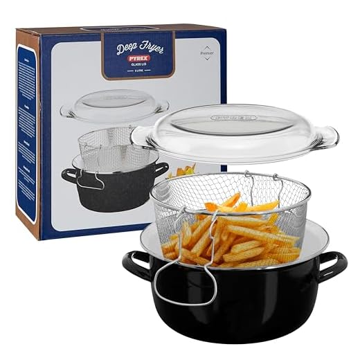 PREMIER Housewares 0102102 Friggitrice, Acciaio Smalto Nero e Coperchio in Vetro PYREX