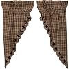 VHC Brands Navy Star Scalloped Prairie Window Curtains Short Panel Set of 2 Blue 63x36x18