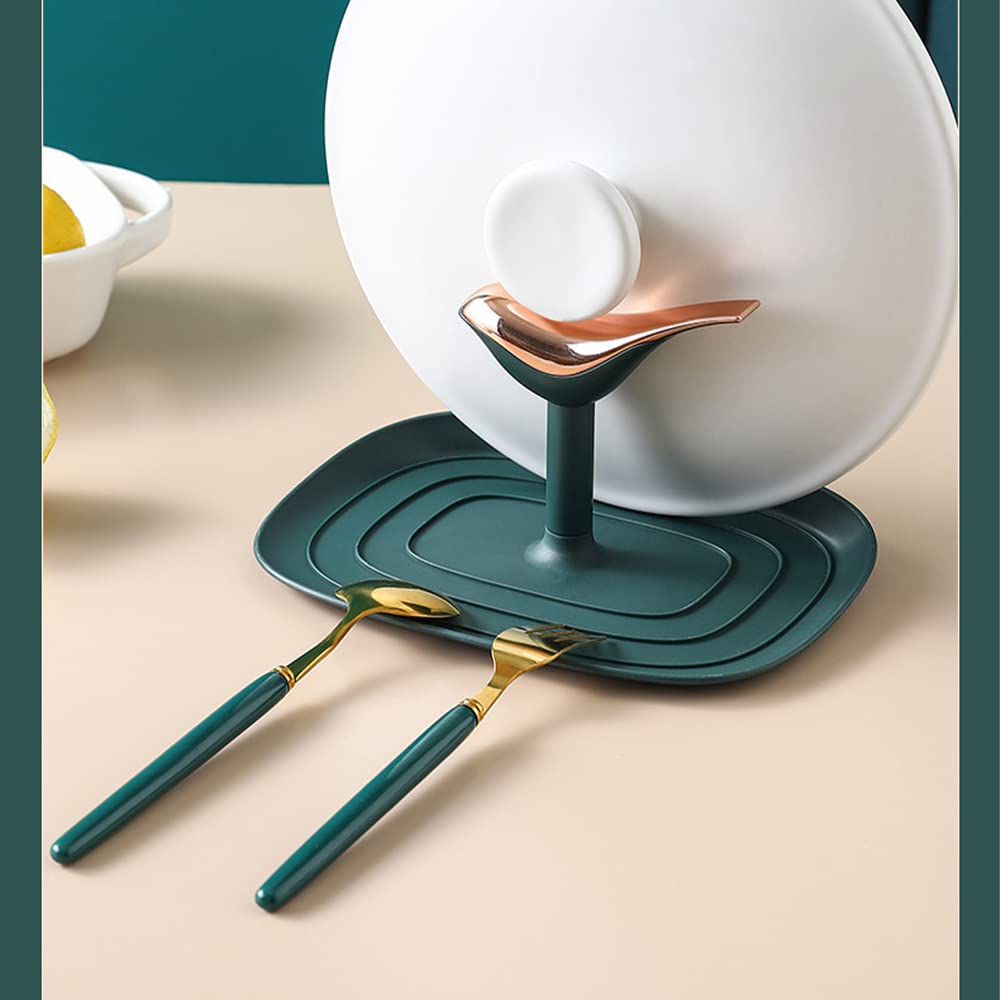 STARRY G Riposo per utensili da cucina con coperchio, poggia cucchiaio con vaschetta antigoccia, supporto resistente al calore, organizer per utensili da cucina, ripiano per uccelli lucido
