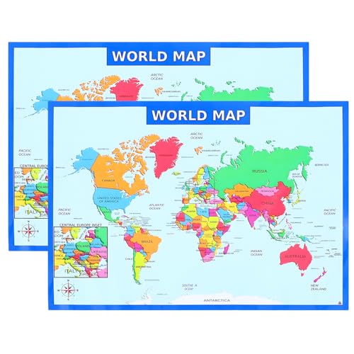 Tofficu 2piezas Mural Del De Póster De Geografía Para Decoración De Dormitorio Aprendizaje De Del