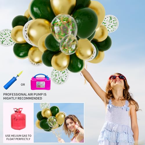 Image of Green Gold Birthday Party Decorations 100pcs Hunter Gold Green Balloons Garland Arch Kit Pre-Strung Happy Birthday Banner for Boys Girls 16th 18th 30th 40th 50th for Men Women Jungle Party Supplies