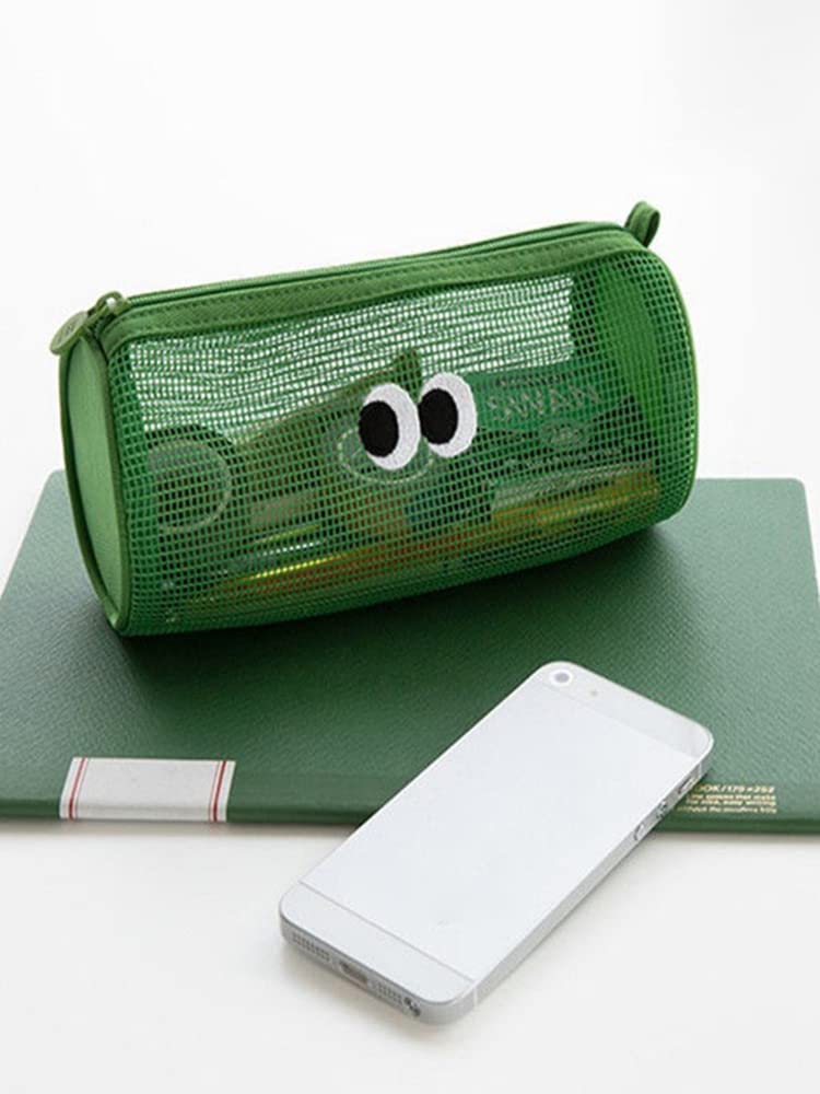 Amazon.co.jp: メッシュペンケース 大容量 韓国の漫画の大きな目 多