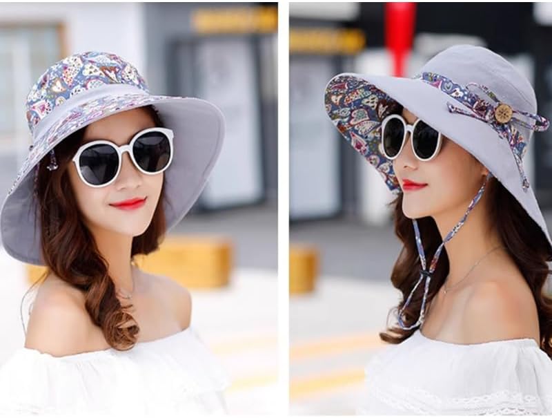 Women's Summer Sun Visor Foldable Sun Hat Wide Brim UV Protection Beach Hat for Women
