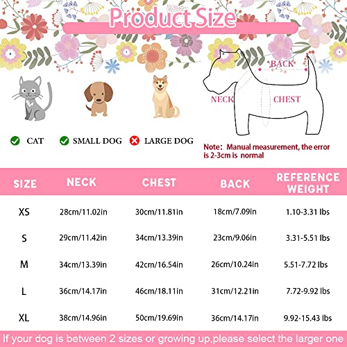 Dog Bowknot Dress 2 Pack Hawaiian Daisy Puppy Dresses For Small Medium Dogs Girl Dog Clothes Outfit Apparel Cute Summer Cat Clothing For Chihuahua Yorkie (Small, Pink+Blue) #TOP3
