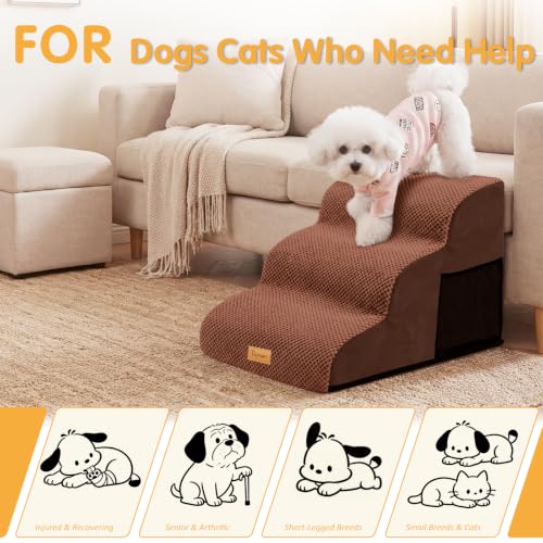 Image of Topmart 3 Tiers Foam Dog Ramps /Steps,Non-Slip Pet Steps,Extra Wide Deep Dog Stairs,High Density Foam Pet Stairs /Ladder,Best for Older Dogs,Cats,Small Pets
