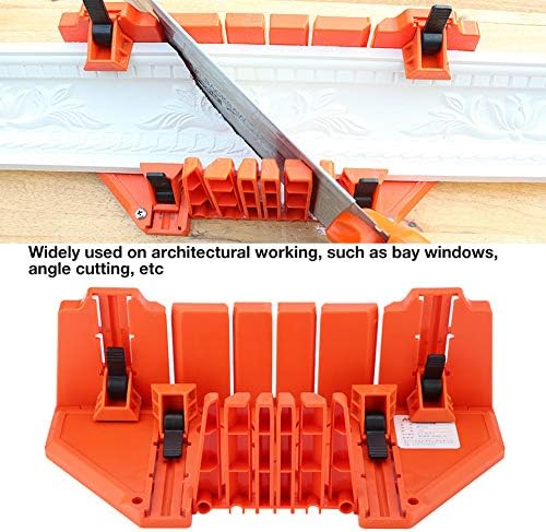 Miter Box, Woodworking Clamping Mitre Saw Box Precision Hand Mitre Box with 22.5° 45° 90 ° 0° 4 Angle Slot Types and Double Sided Teeth for Accurate Cutting, 14 x 4.3 x 5.9inch