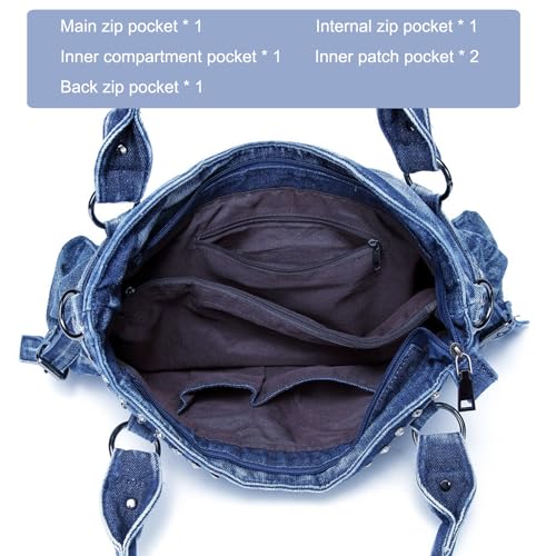 Designer Denim Handbags for Women Hobo Tote Bag Crossbody Denim Purses Blue Jean Shoulder Bag4