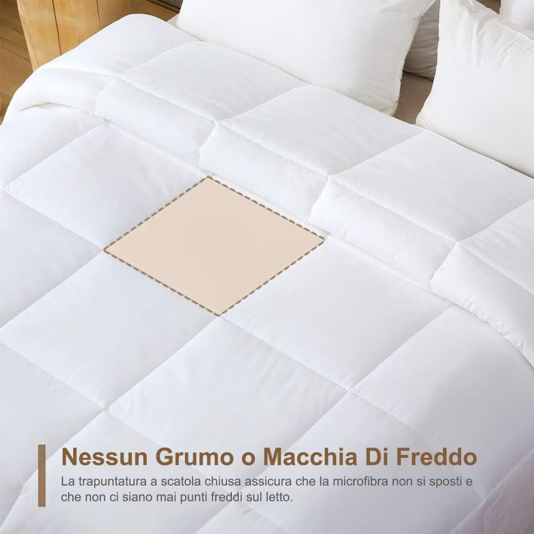 DWR Piumino 240 x 260 cm in Microfibra 300 GSM, 50% riciclato, Piumino 4 Stagioni 240 x 260 cm, Trapunta Matrimoniale Super Morbida, Bianco
