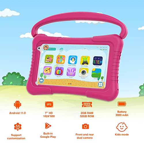 Iweggo Kids Tablet 7 Inch Toddler Tablet For Kids Edition Tablet With Wifi Dual Camera Children’s Tablet For Toddlers 32Gb Android 11 With Parental Control Shockproof Case Google Play Youtube Netflix #TOP1