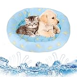 Alfombra Refrescante para Perros, Redonda Esterilla de Refrigeración para Perros Manta Refrescante Perro Esterilla de Enfriamiento para Mascotas Cama Refrescante Perro Colchoneta Fria Perros (Azul)