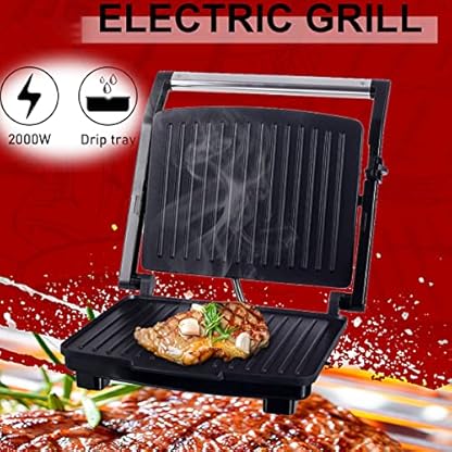 HAZYJT 2000w Tischgrill Elektrisch Kontaktgrill/sandwichmaker/panini Maker/fettarmes Grillen/toasts,Steak,gemüse/led… – Bild 3