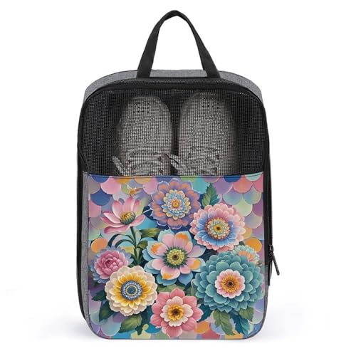 Bolsa de zapatos de viaje con estampado de escamas y cremallera para maleta