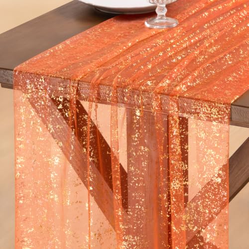 Gold Gauze Table Runner Glitter Fall Wedding Birthday Party Table Decor
