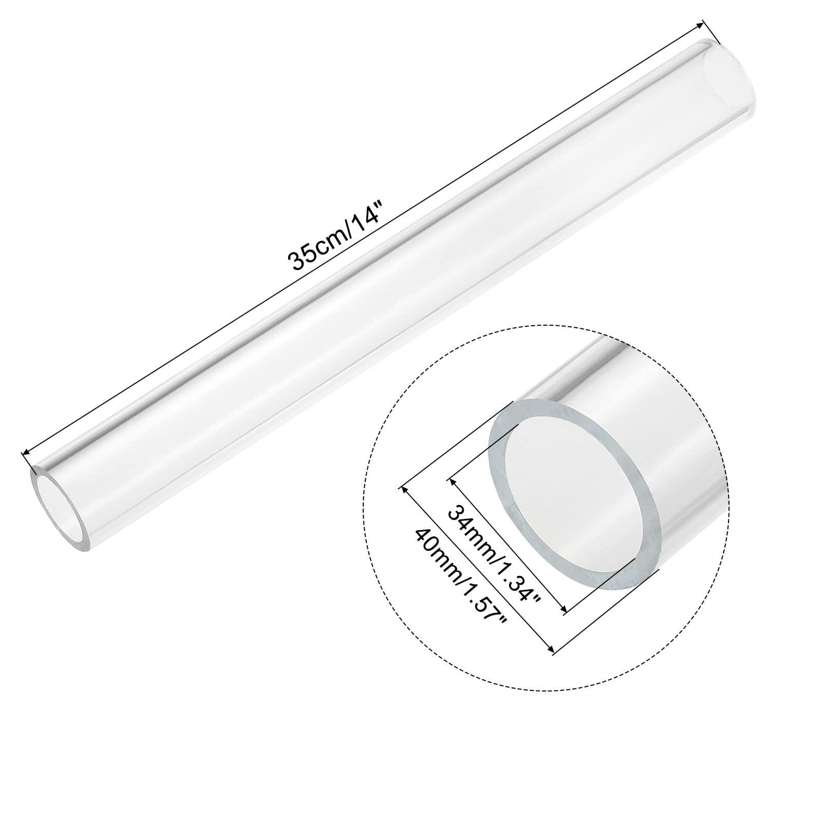 Produktbild von Acryl-Rohr Transparent – ID 34mm X OD 40mm, Länge 350mm – Für Lampen, Aquarien & Möbel