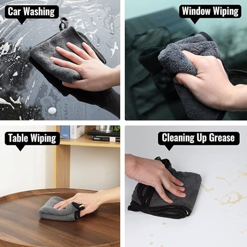 Image of Microfiber Cleaning Cloth Ultra Absorbent Towels Weave Grime & Liquid for Streak-Free Mirror Shine Car Washing Cloth Microfiber Cleaning Cloths Microfiber Towels for Cars (30*30 cm, Set of 3)