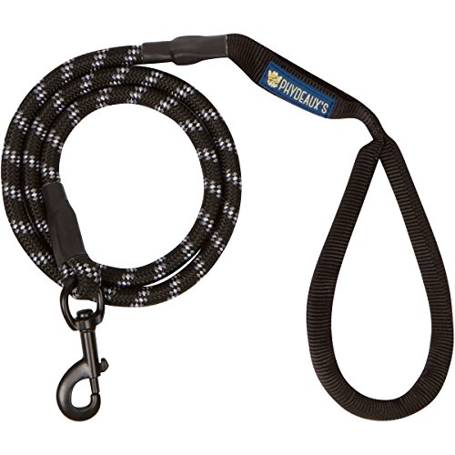 Phydeaux’s Mountain Climbing Rope Dog Leash - 4 ft Long - Premium Quality - Perfect for Medium and Large Dogs (Black)