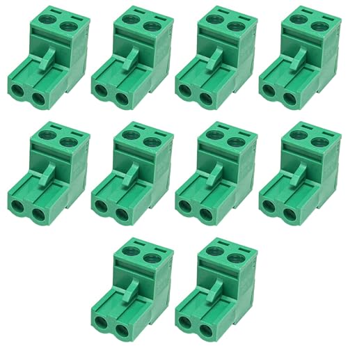Image of KinetiCore 10Pcs KF2EDG Pluggable Terminal Block Connectors, 5.08mm Pitch 2 Pin Screw Terminal Block Sockets, 300V 15A Green PCB Terminal Blocks for Industrial & DIY Electronics Projects