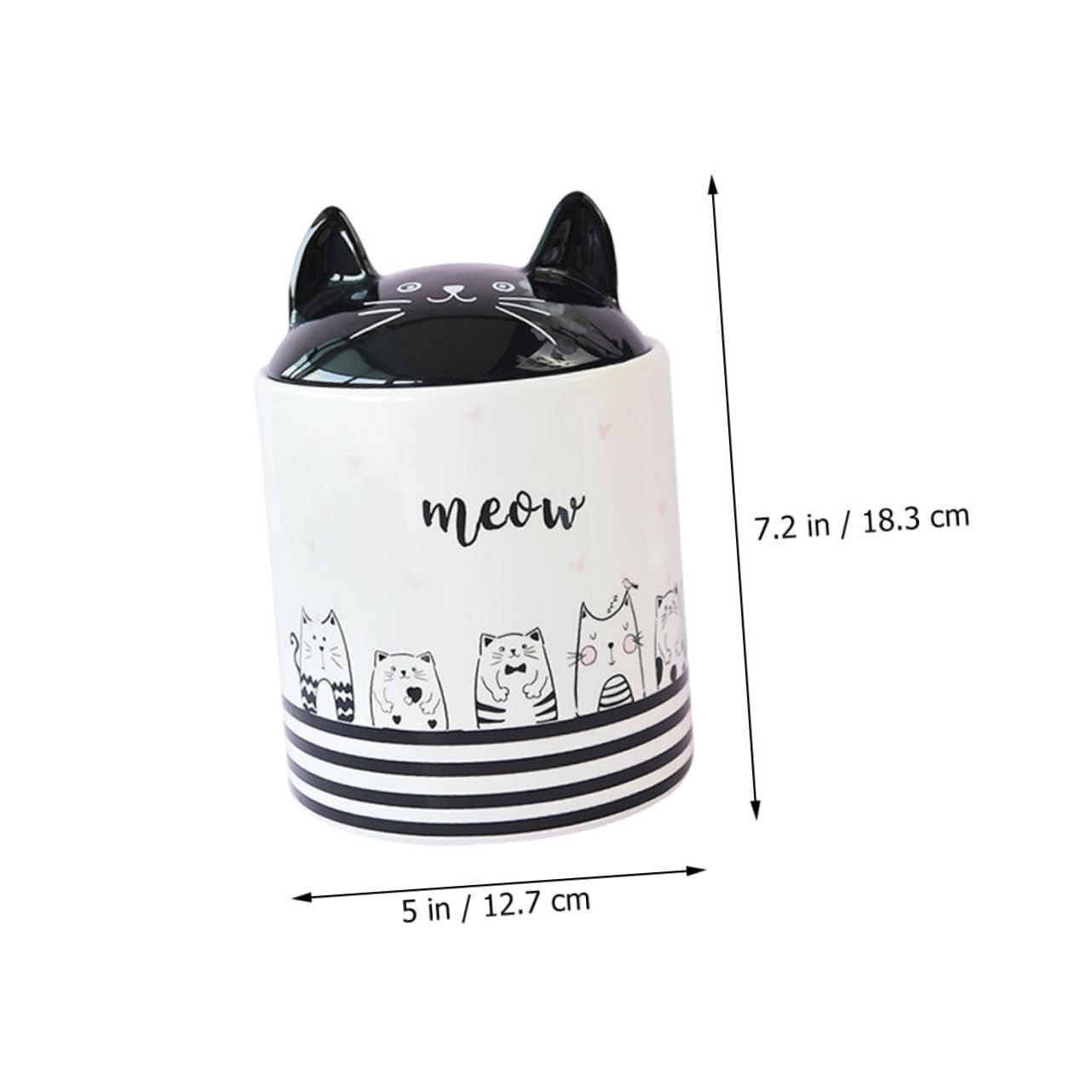 Hemobllo Pot Hermétique en Céramique Blanc à Motif Chat pour Grains | Garde Aliments et Thé au Sec, Usage Table ou Salon, Décor Créatif pour Amateurs de Thé