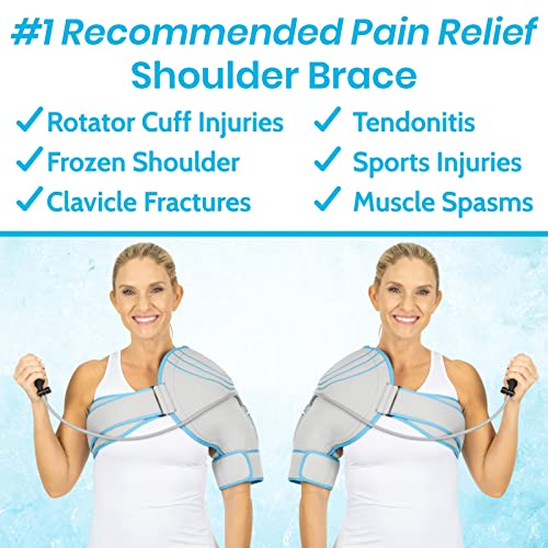 Arctic Flex Compression Shoulder Brace - Cold Ice Pack Wrap With Pump - Supports Rotator Cuff, Tendinitis, Dislocated Joints, Labrum Tears, Frozen Shoulder Pain, Sprains - Fits Left Or Right Shoulder #TOP1