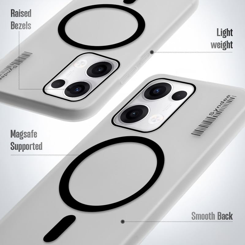 Image of Mr. Case Back Cover for Oppo Reno 13 5G Elegant Frosted White Translucent Back | Only Compatible with Wireless Magnetic Accessories | Anti-Scratch Shockproof Phone Case - Black