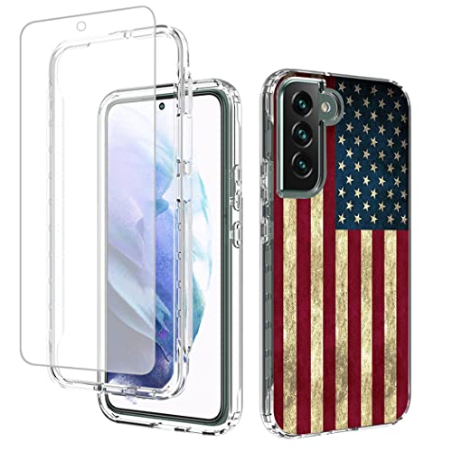 Coque Galaxy S22 Plus avec protection écran verre trempé intégral drapeau américain