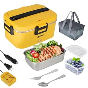 Electric Lunch Box, Mellif Compatible with dewalt 20V Max Battery (NOT Included) 75W 62OZ(1.8L) Food Heater 110V/12V/24V for Home/Truck/Jobsite, Leak-proof Portable Heated Lunch Kit