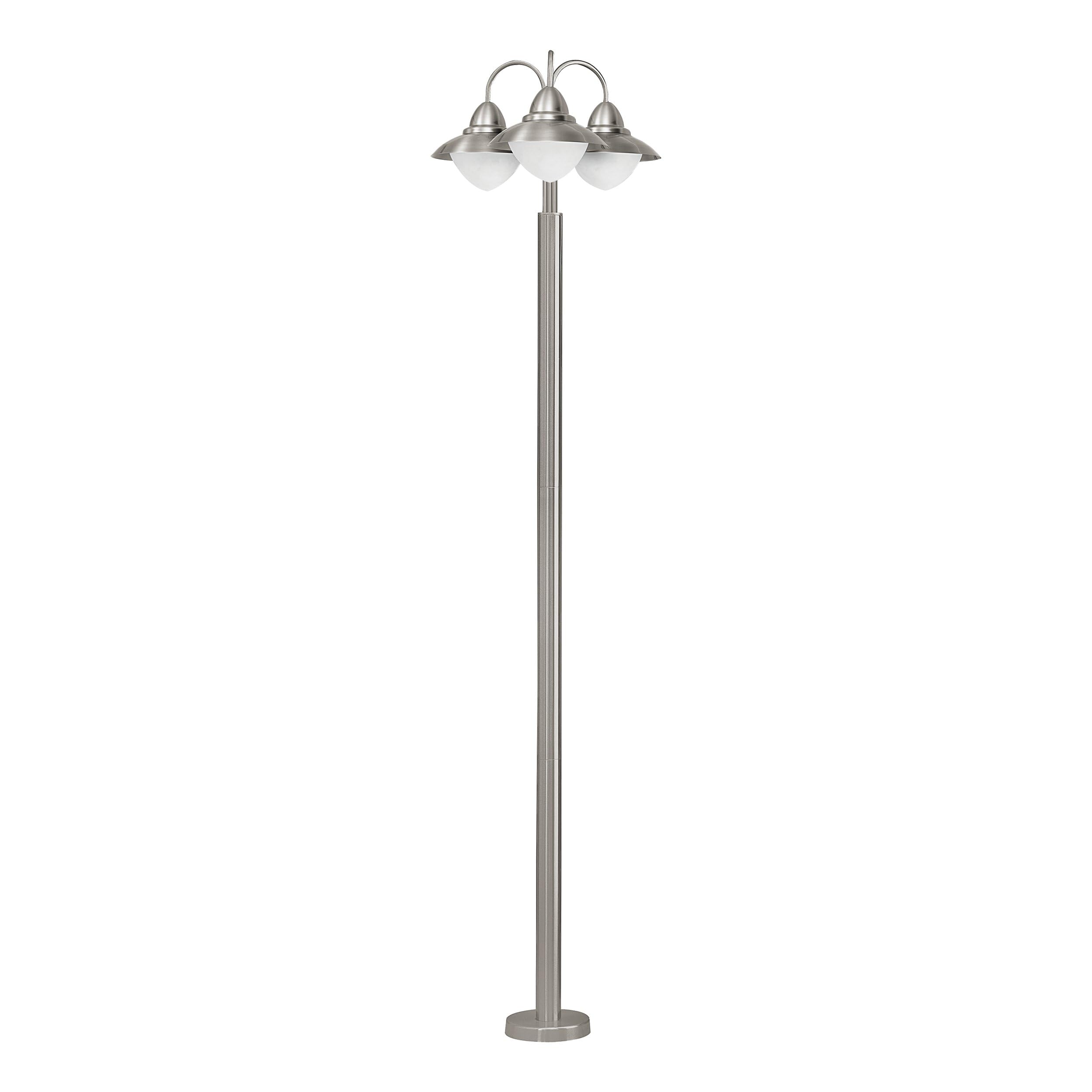 EGLO ogrodowa lampa stojąca Sidney, 3-punktowa lampa ogrodowa, lampa stojąca ze stali nierdzewnej, szkło: białe, matowy opal, kolor: srebrny, gniazdo: E27, IP44