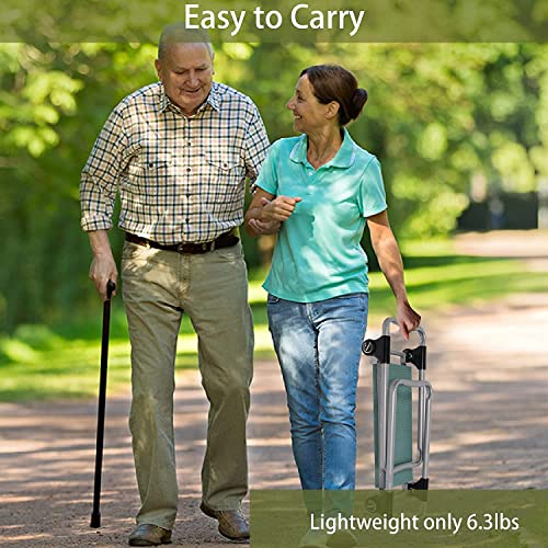 LUCKYERMORE Garden Kneeler and Seat, Button Press Kneeling Bench with Tool Pouch and EVA Foam Pad, Foldable Gardening Stool, Gardening Gifts for Parents Seniors, Lightweight & Heavy Duty
