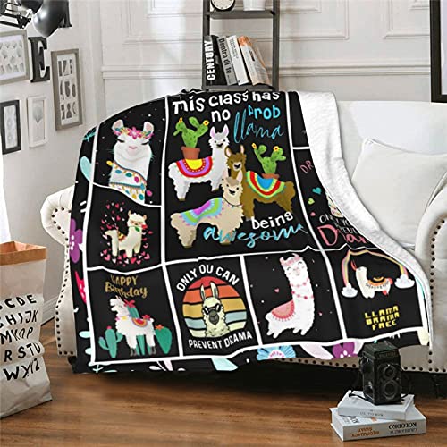 Linda manta con diseño de llama, cálida y ultra suave, micro manta de forro polar para cama, sofá, sala de estar
