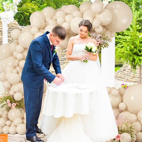 Image of 114pcs white Sand Balloons Different Sizes Pack, 18 12 10 5 Inches Cream Beige Sand White Latex Balloon Garland Arch for Birthday Graduation Anniversary BOHO Wedding Baby Shower Decoration